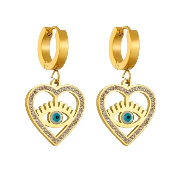 Triple Eye-Heart zircons earrings.