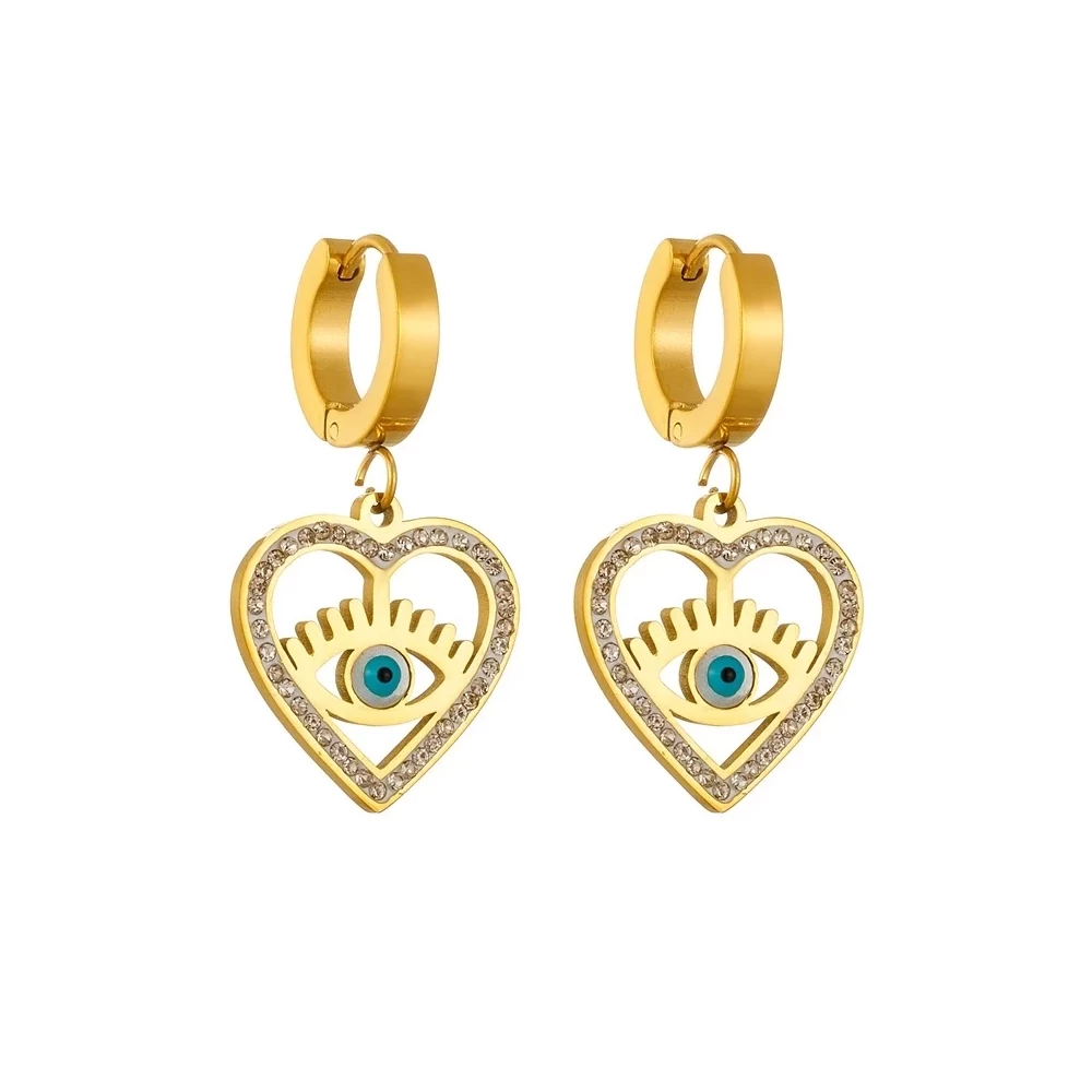 Triple Eye-Heart zircons earrings.