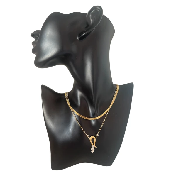 Glam Snake Double Necklace-Ατσάλι